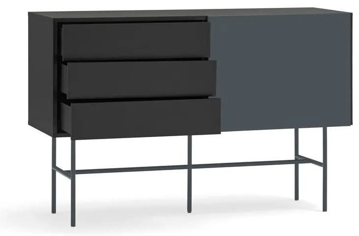 Нисък скрин с плъзгащи се врати 140x91 cm в черно/антрацит Nube - Teulat