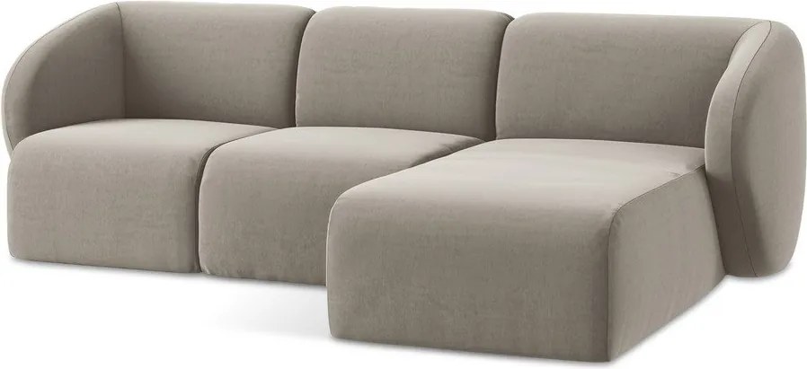 Светлокафяв кадифен ъглов диван (десен ъгъл) Lani – Makamii