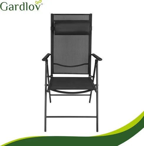 Сгъваеми градински столове Gardlov – 2 броя, черни за тераса и градина