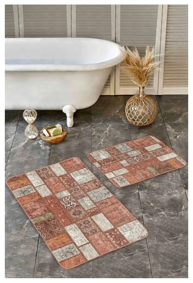 Кафяви кадифени килими за баня в комплект от 2 бр. 60x100 cm – Mila Home