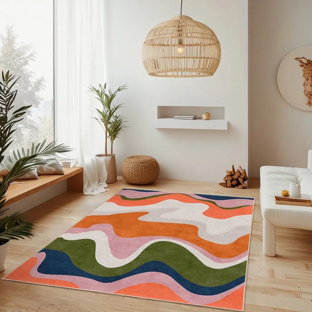 Оранжев килим подходящ за пране 60x100 cm Squiggly Orange – Mila Home