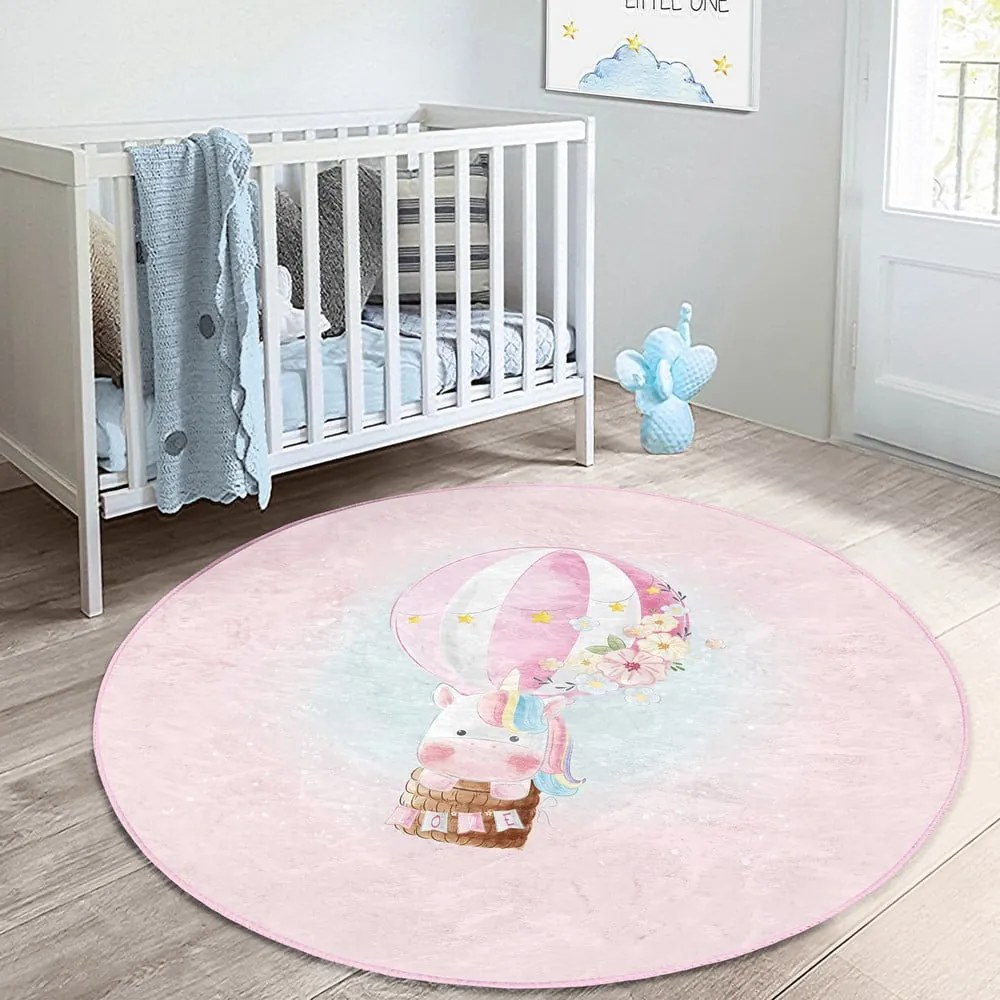 Розов детски килим ø 80 cm Comfort - Mila Home