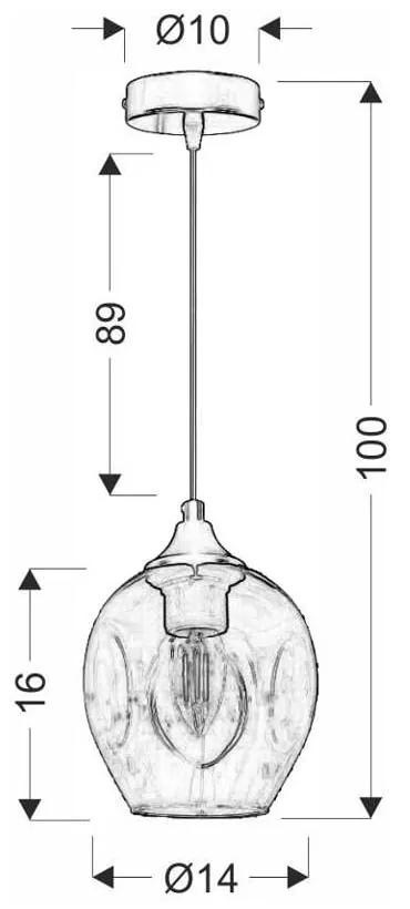 Черна висяща лампа със стъклен абажур ø 14 cm Aspa - Candellux Lighting