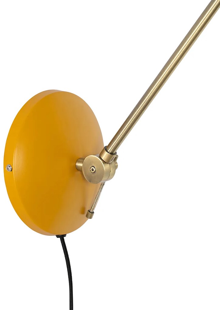 Ретро стенна лампа стомана жълта с бронз - Milou