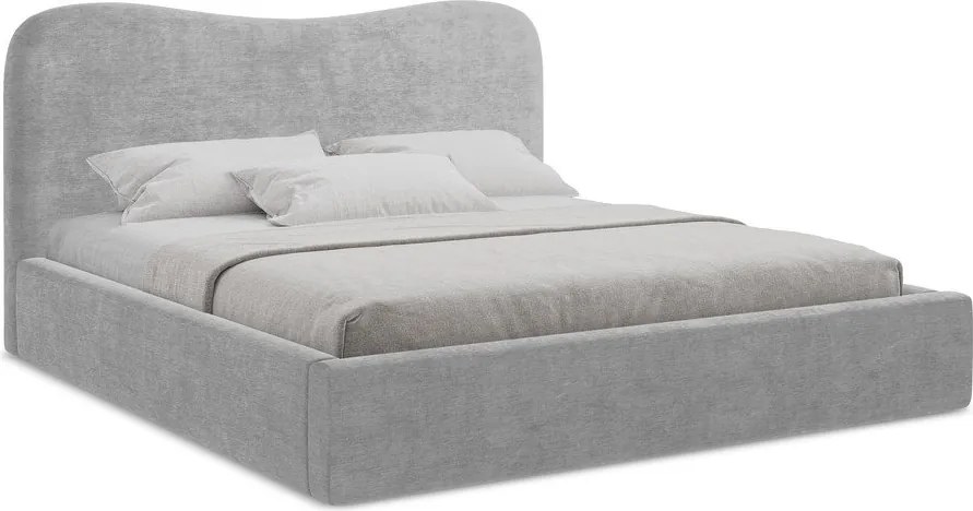 Светлосиво двойно легло 180x200 cm тапицирано с място за съхранение с включена подматрачна рамка Kahai – Makamii