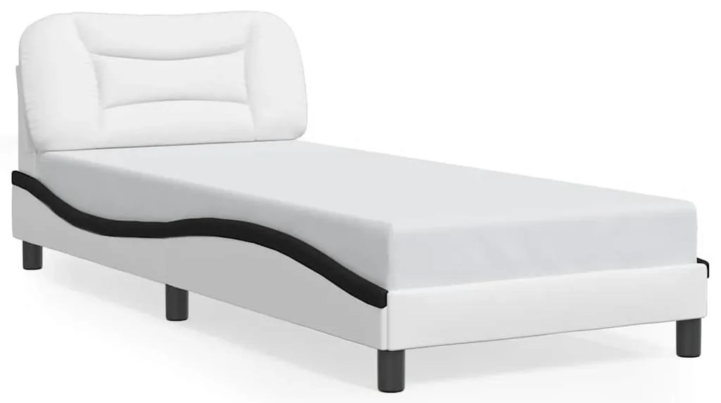 3207966 vidaXL Рамка за легло без матрак Hvar, бяла, черна, 80x200 см, изкуствена кожа