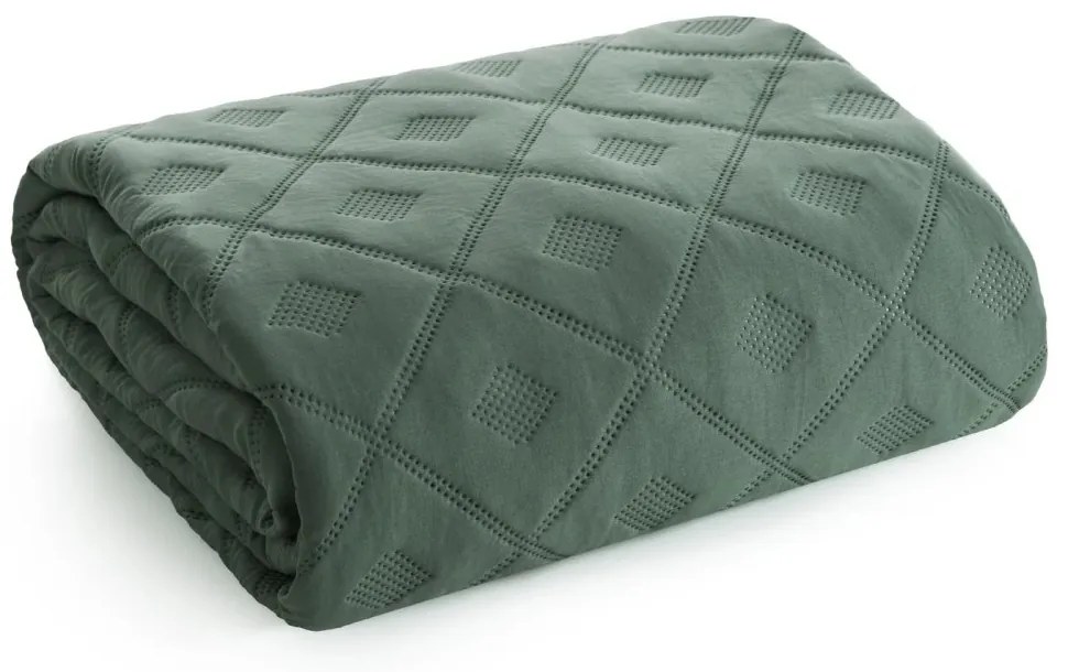 Елегантна покривка за легло - зелена, геометрична шарка Ширина: 200 см | Дължина: 220 см