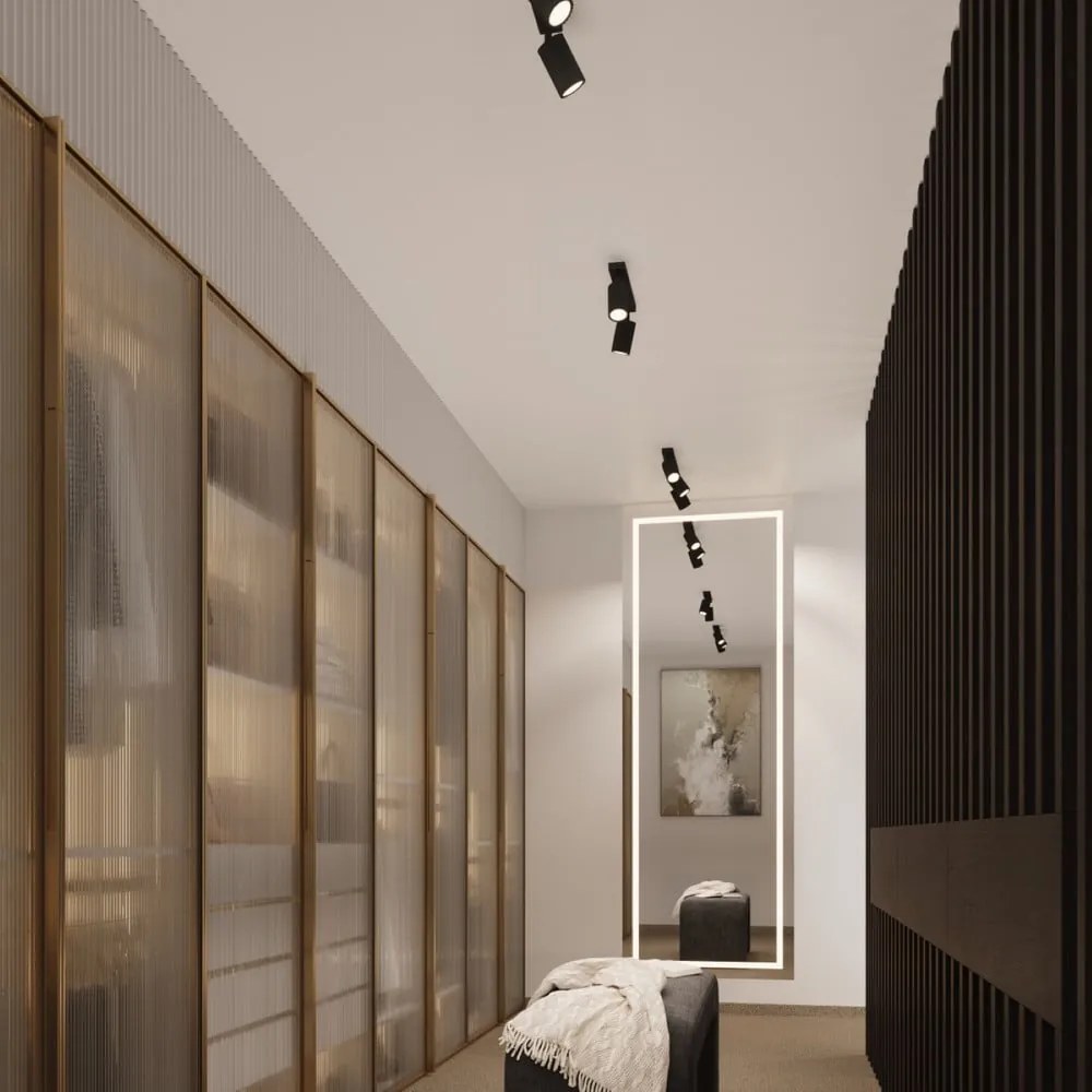 Черен прожектор 6,5x30 cm Gleam – Sollux