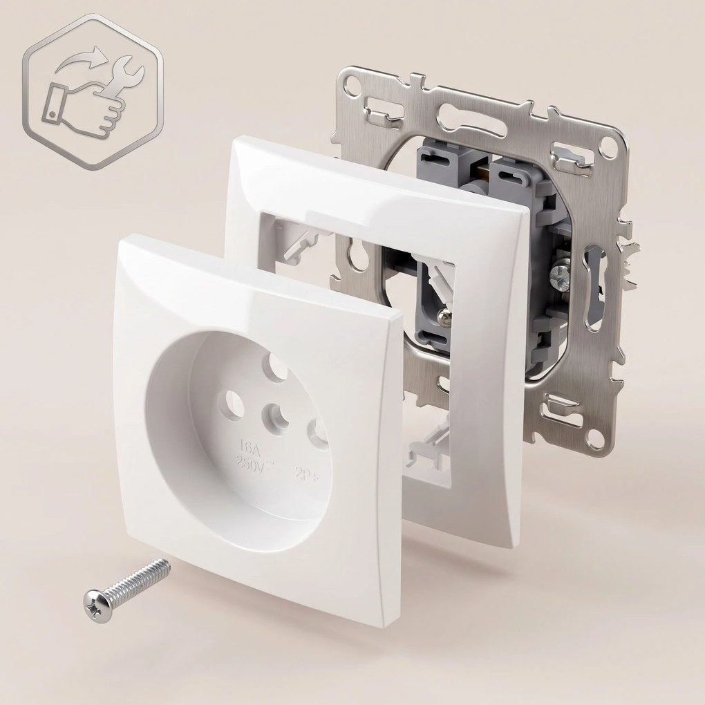 Единичен контакт със заземяване OSTE JNH001-G White