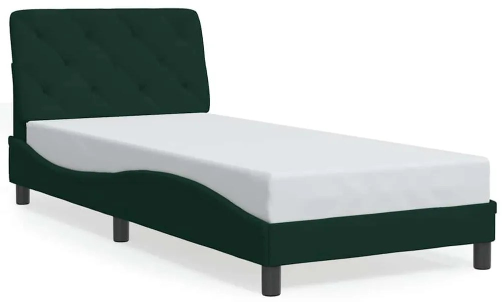 3207902 vidaXL Рамка за легло без матрак, тъмнозелена, 90x200 см, кадифе