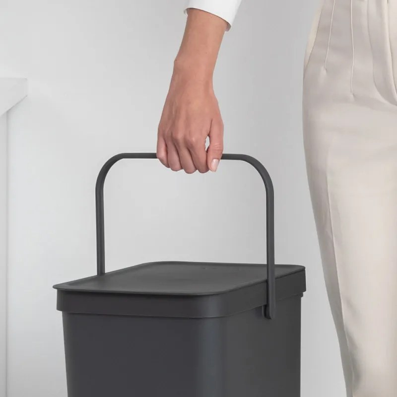 Кош за разделно събиране на боклук Brabantia Sort&Go 1004140, 40 л, Дръжка, Възможност за стенен монтаж, Тъмносив