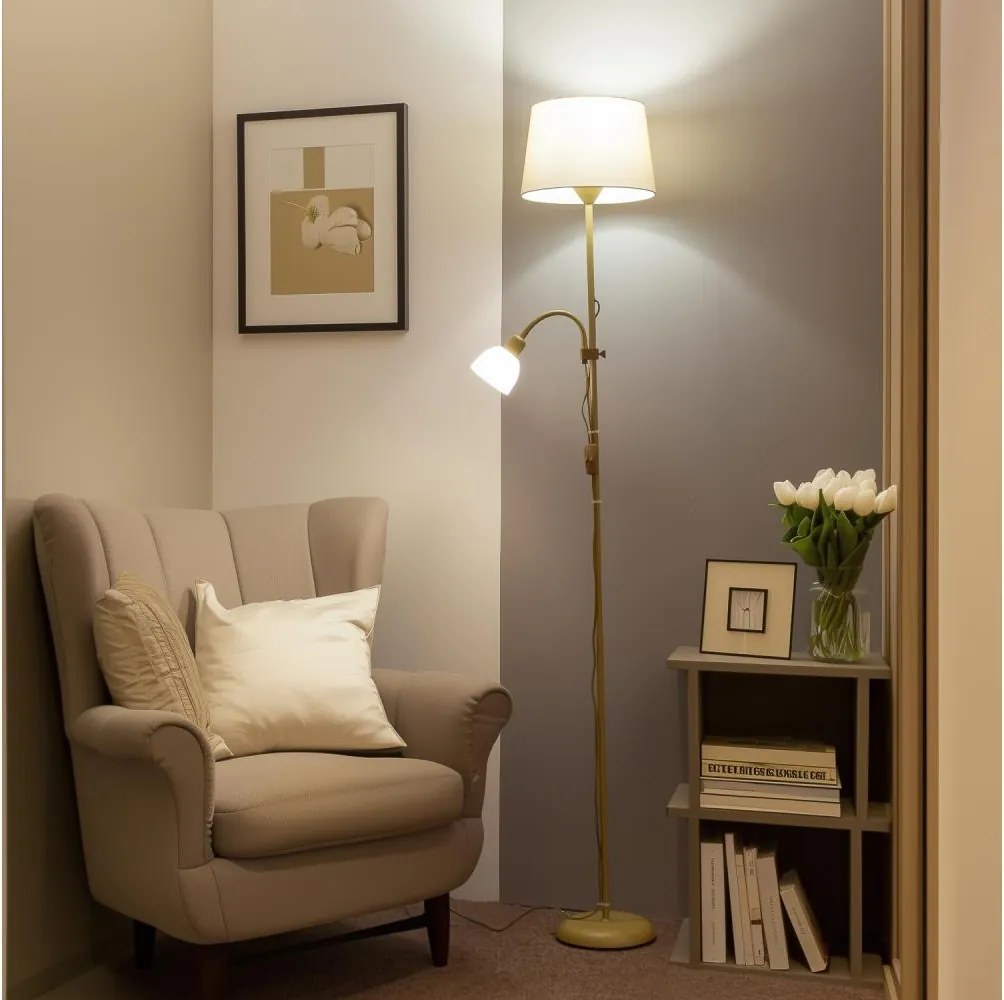 Brilagi - Подова лампа CERIA 1xE27/100W/230V + 1xE14/25W златиста/бежова