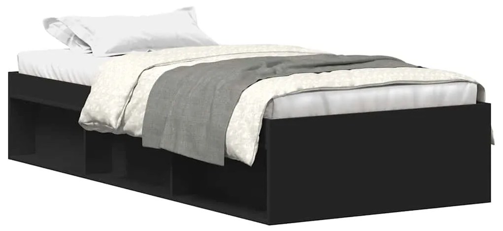 3203846 vidaXL Рамка за легло черна 75x190 см Small Single