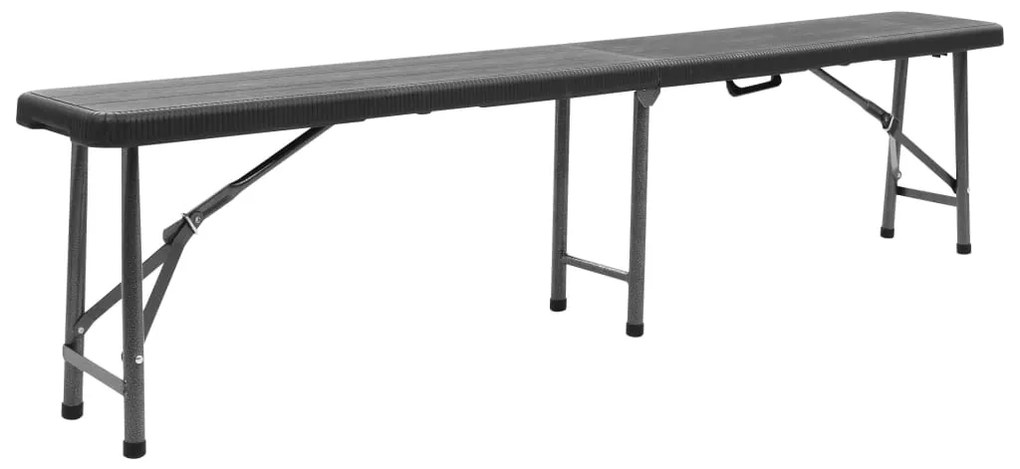 48832 vidaXL Сгъваеми градински пейки, 2 бр, 180 см, HDPE, черни
