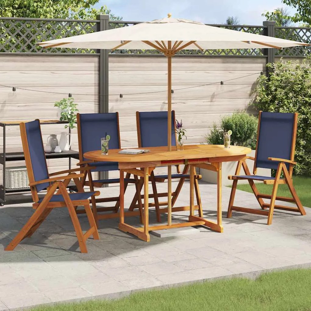 3279241 vidaXL Сгъваеми градински столове, 4 бр, акация масив и textilene