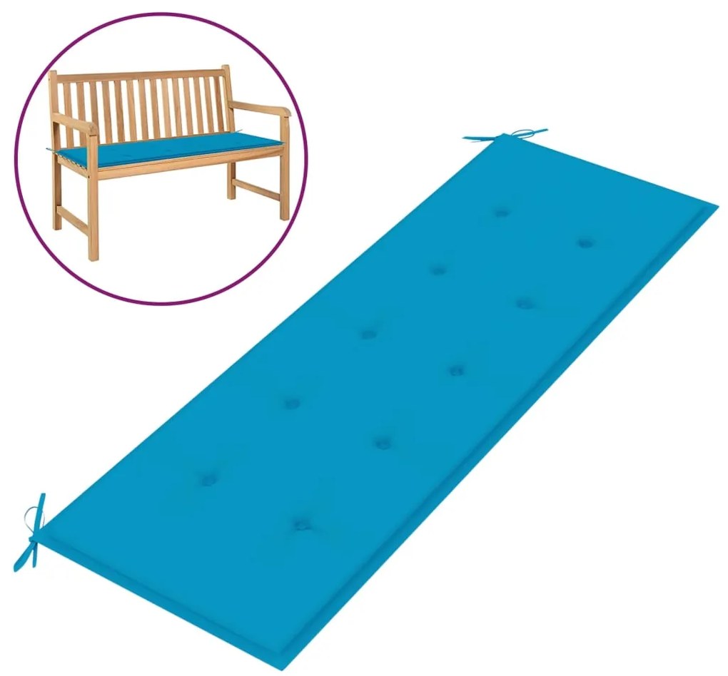 Възглавница за градинска пейка синя 150x50x3 см оксфорд плат