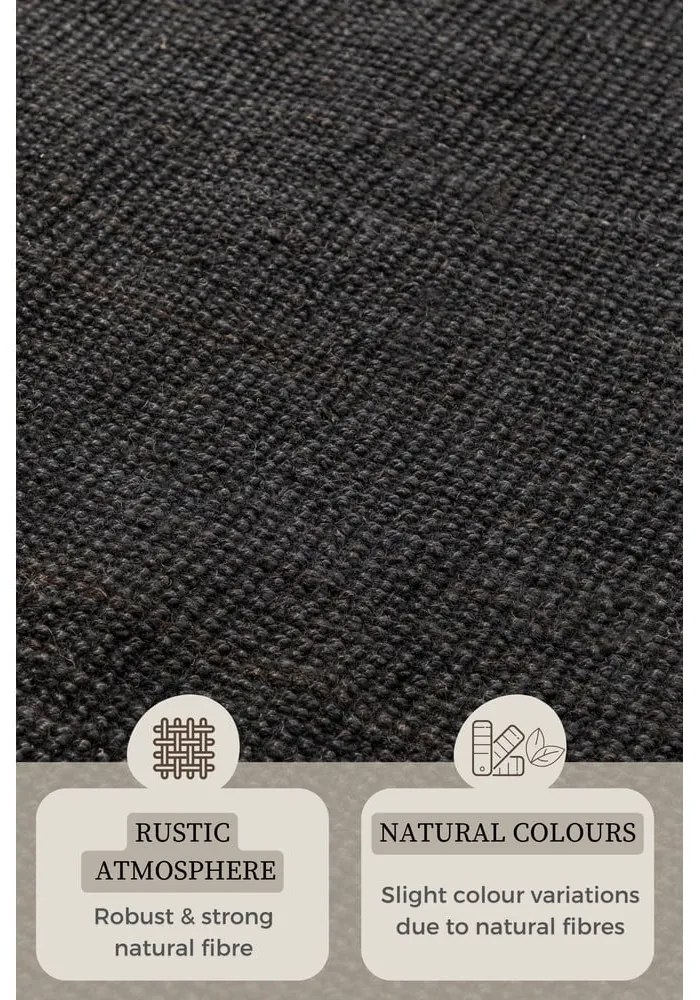 Черен килим от юта 120x170 cm Bouclé - Hanse Home