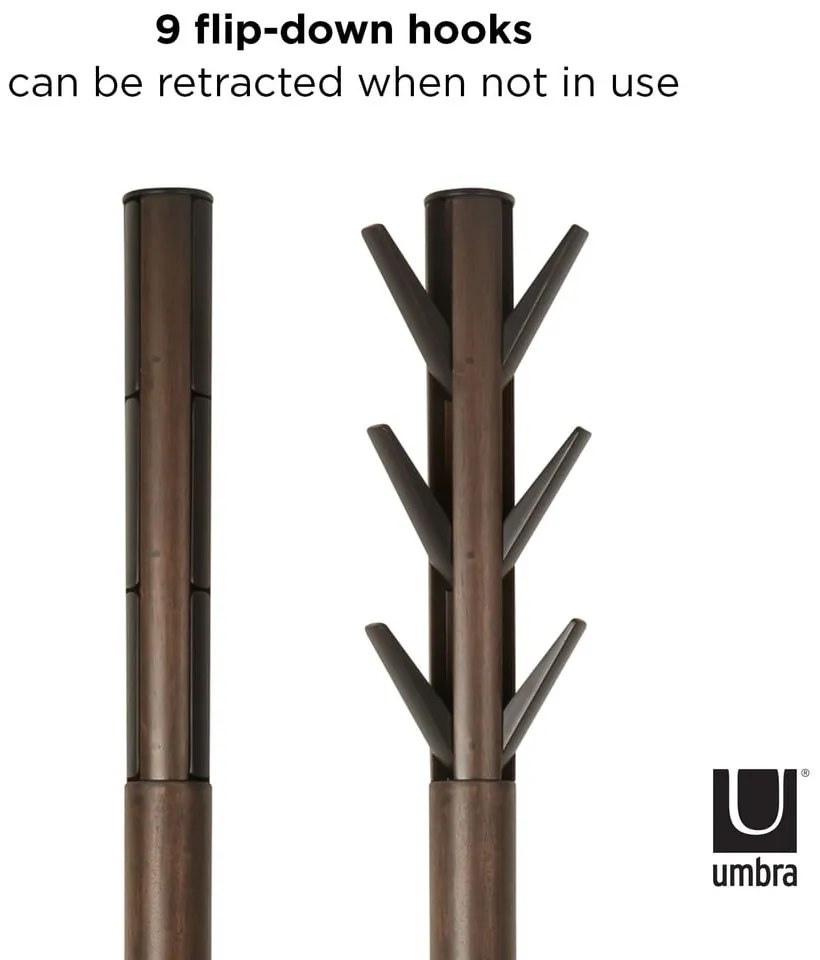 Черна дървена закачалка от естествен каучук Flapper - Umbra