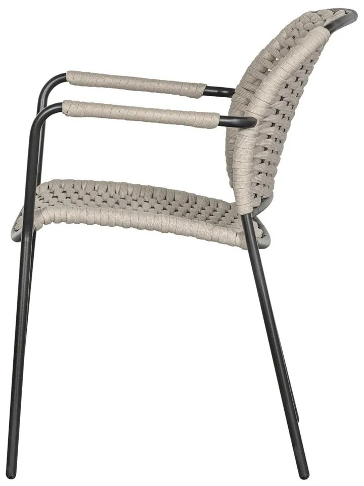 Черно-бежови метални градински столове в комплект от 2 бр. Taku – Exotan