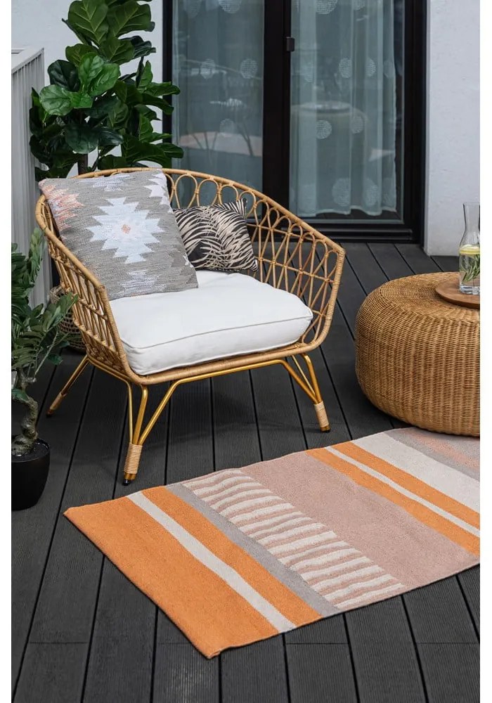 Бежово-оранжев двустранен външен килим от рециклирана пластмаса , 120 x 180 cm Bella - Green Decore