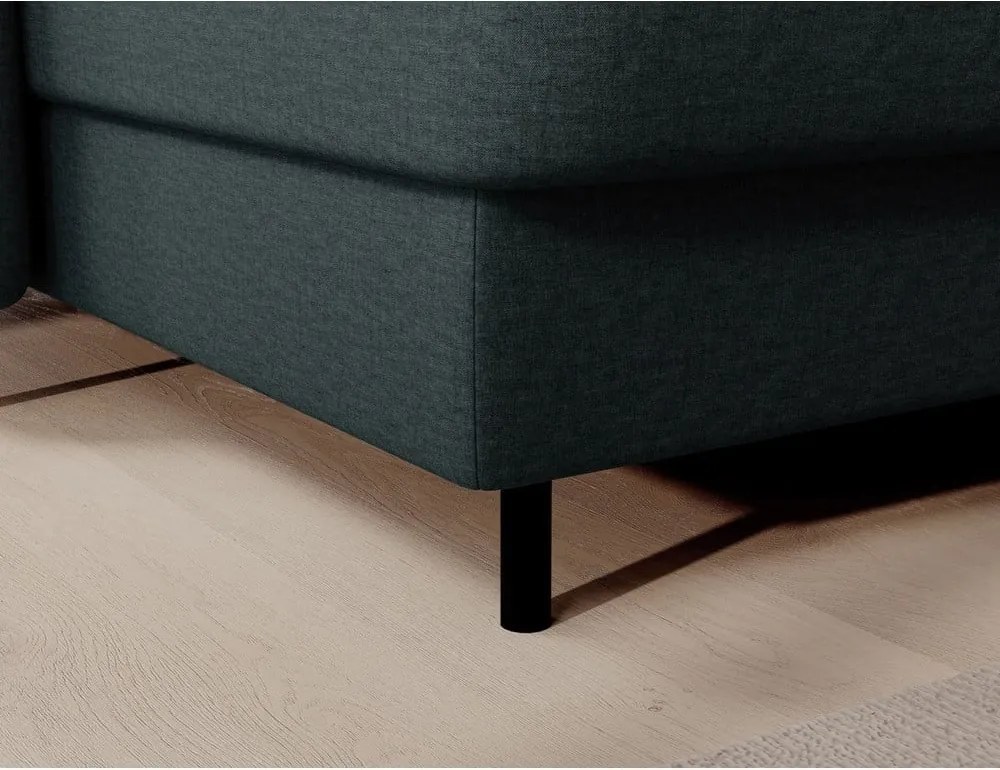 Зелен кадифен разтегателен ъглов диван с място за съхранение (десен ъгъл U форма) Berrto – ELTAP