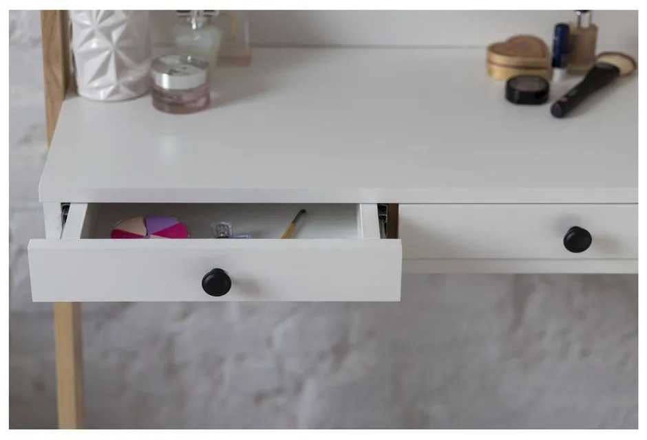 Бяла тоалетка с чекмедже и огледало Leno - Ragaba