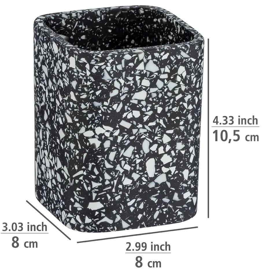Черна чаша за четки за зъби Terrazzo - Wenko