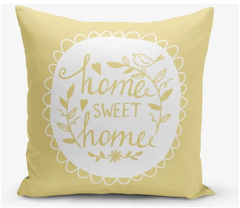 Жълта калъфка за възглавница Home Sweet Home, 45 x 45 cm - Minimalist Cushion Covers