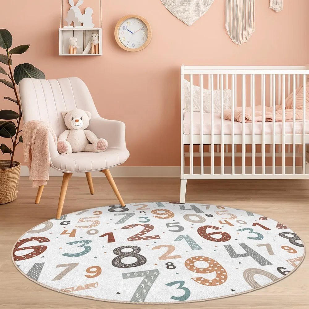 Детско килимче за игра подходящо за пране ø100 cm Happy Numbers – Mila Home