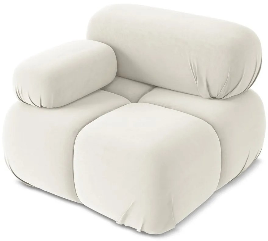 Бял кадифен модул за диван (ляв ъгъл) Lokua – Makamii