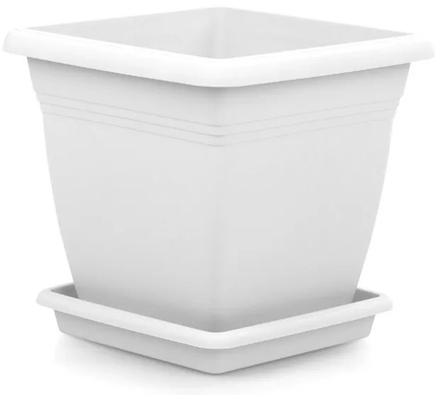 Квадратна саксия Villa - 60 х 56 х 60 см - Бяла