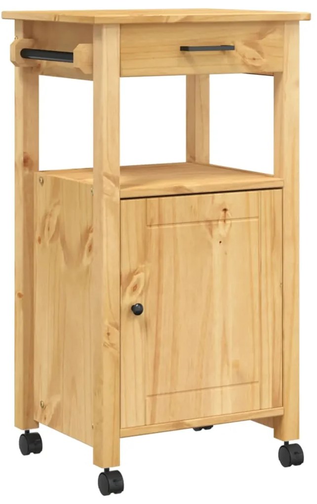 376088 vidaXL Кухненска количка "MONZA" 48x40x88,5 см борово дърво масив