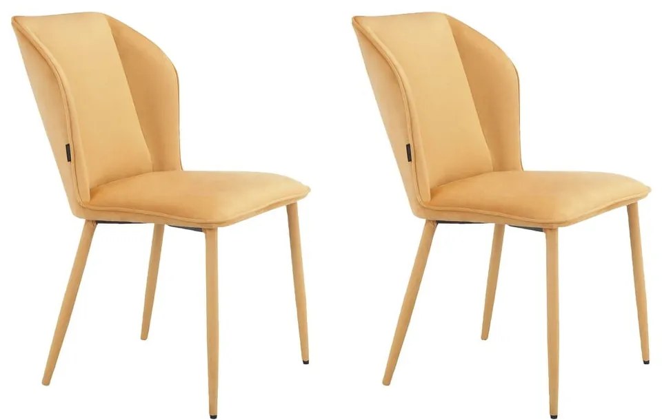 Жълти кадифени трапезни столове в комплект от 2 бр. Wilma – Støraa