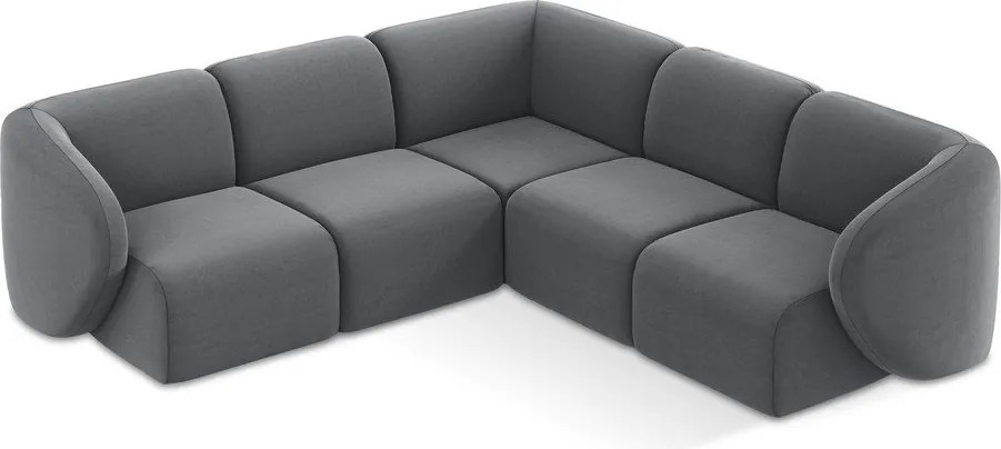 Сив кадифен ъглов диван Lani – Makamii
