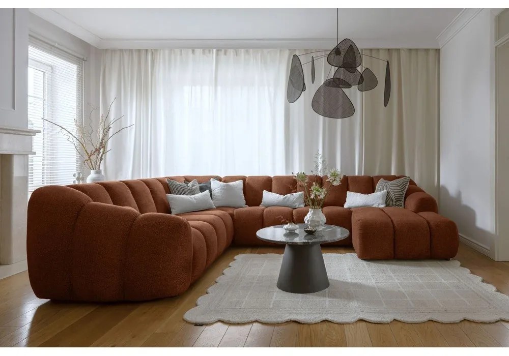 Теракотен ъглов диван (ляв ъгъл/U форма) Shell – Miuform