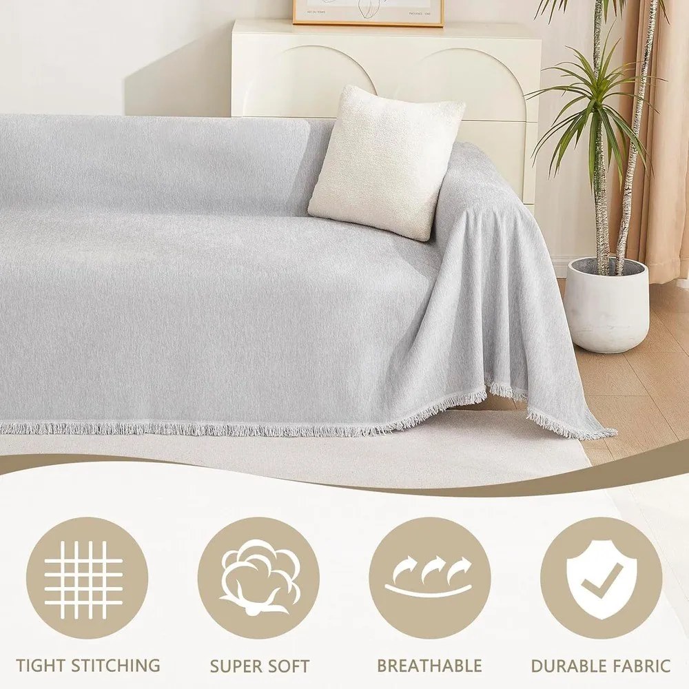 Светлосиво двуместно покривало за диван Talo – Filumi