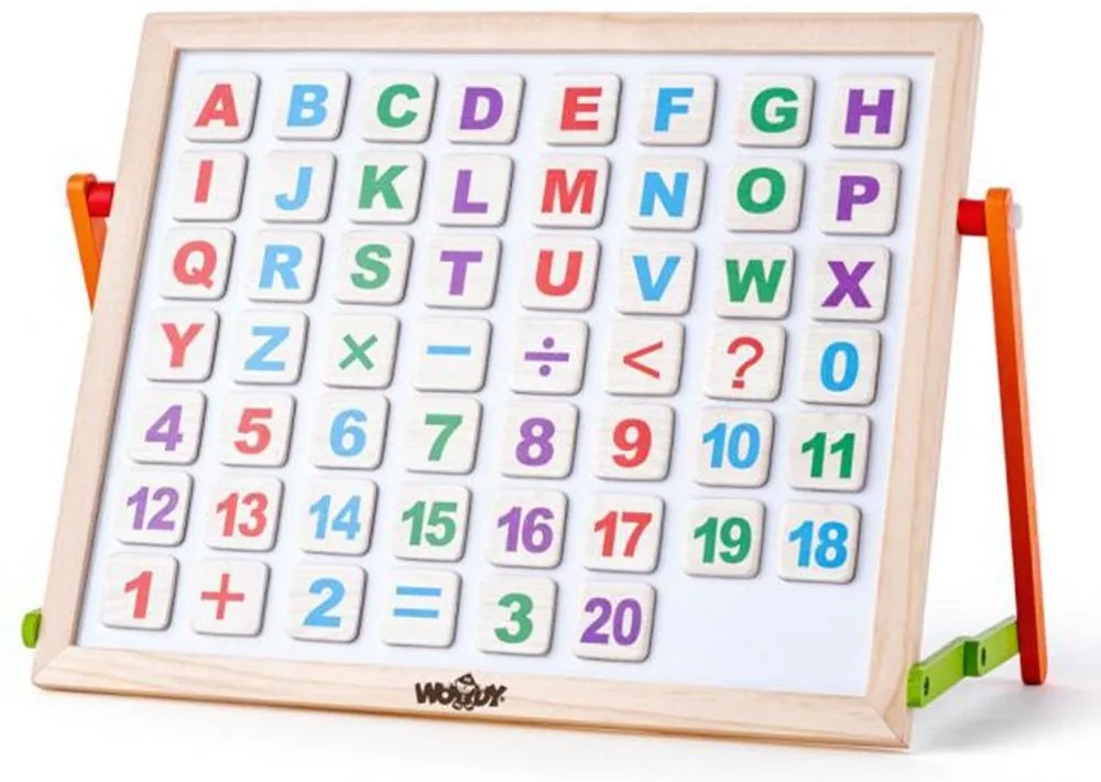 Woody - Двустранна настолна магнитна дъска с букви и цифри