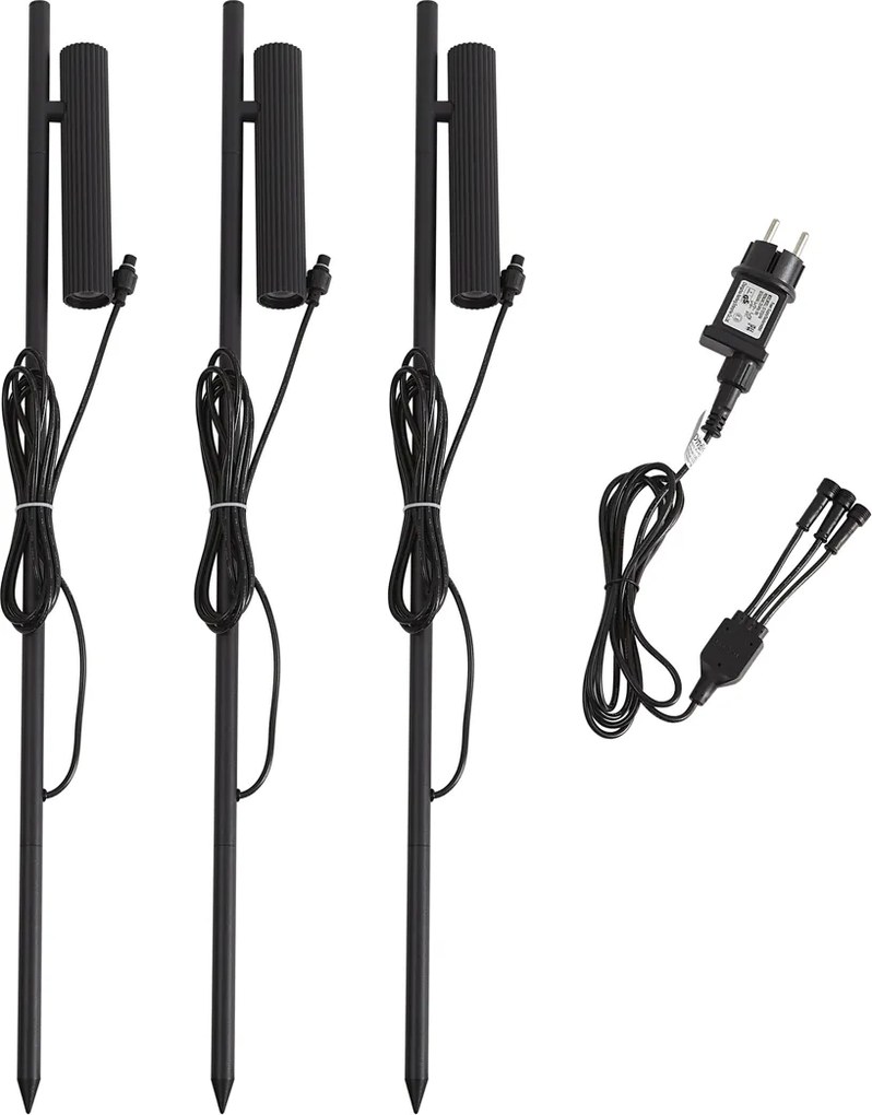 Комплект от 3 прожектора с шипове черни вкл. LED IP44 - Garly Ribble