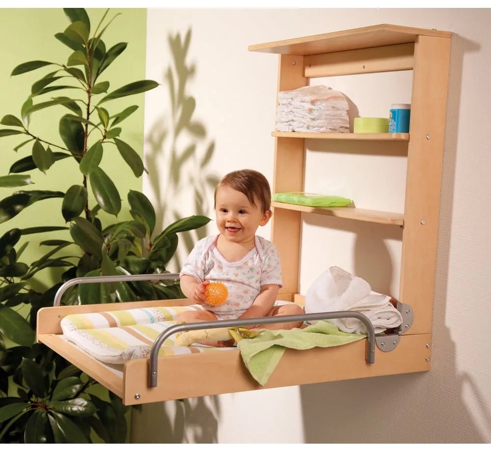 Висяща маса за преповиване от декор от бук в естествен цвят Dschungelbaby – Roba