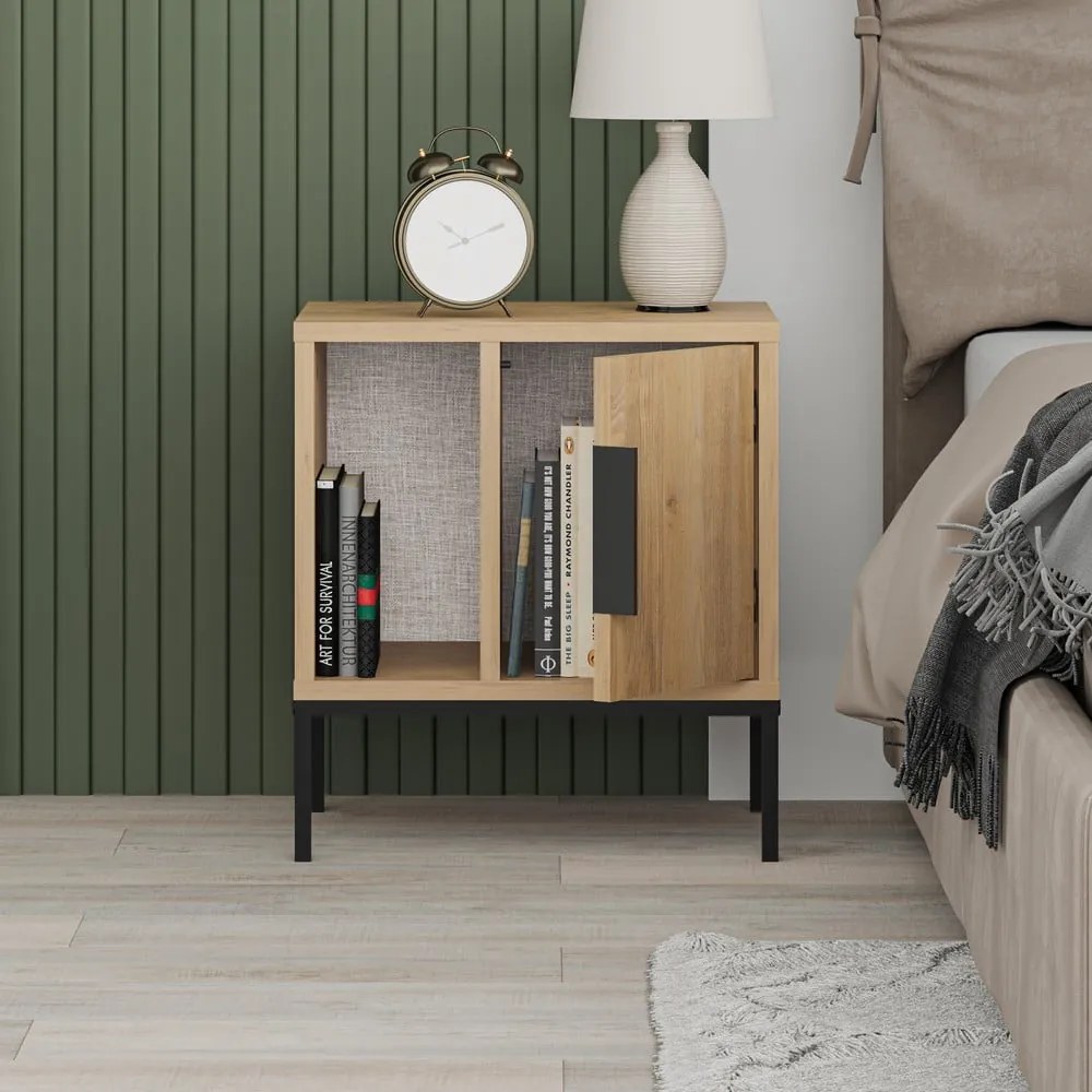 Нощно шкафче в дъбов декор в естествен цвят Lani - Marckeric