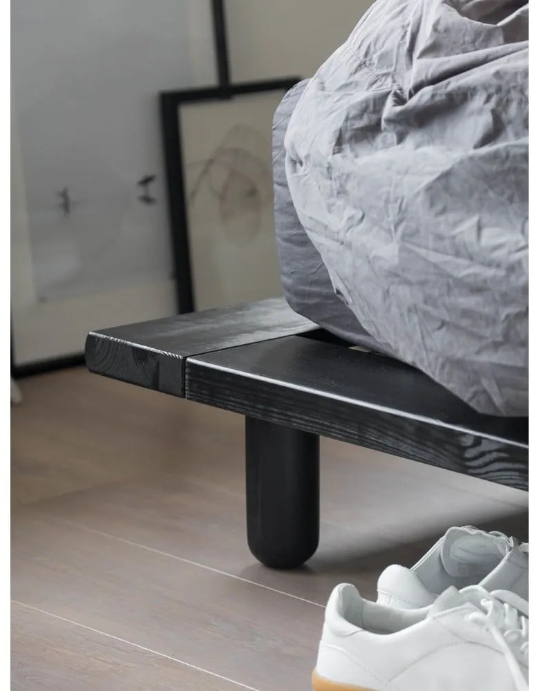 Черно борово двойно легло с решетка 140x200 cm Peek - Karup Design