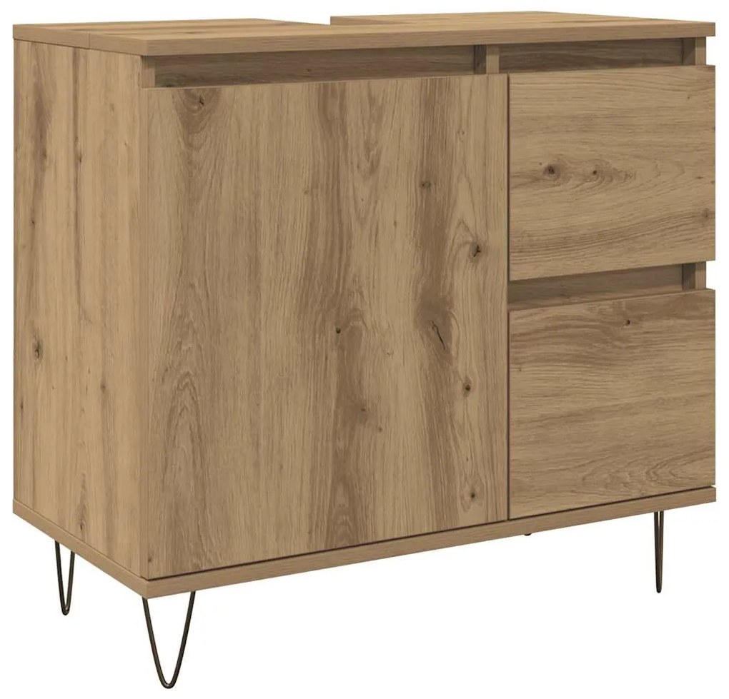 857227 vidaXL Шкаф за мивка за баня, дъб артизан, 65x33x60см, инженерно дърво