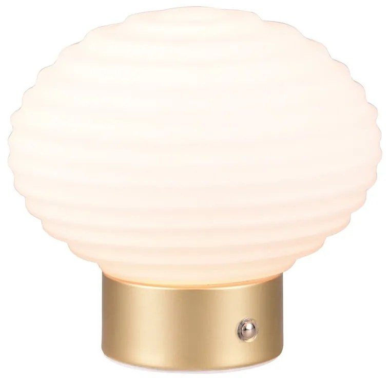 Димируема настолна LED лампа в бяло и златисто със стъклен абажур (височина 14,5 см) Earl - Reality