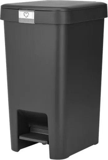 Кош за боклук с педал Brabantia StepUp 1008479, 16 л, Екологични материали, Голям отвор, Тъмносив