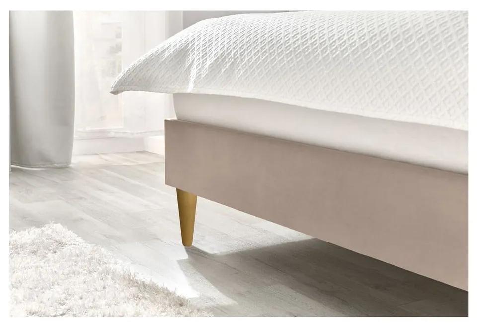 Бежово тапицирано двойно легло с решетка 180x200 cm Vivara - Bobochic Paris