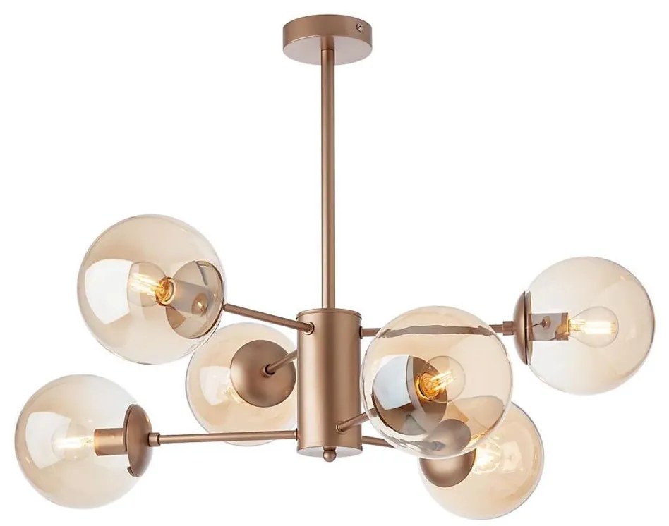 Redo 01-2943 - Люстра на прът MUNDI 6xE14/28W/230V медна/опушена