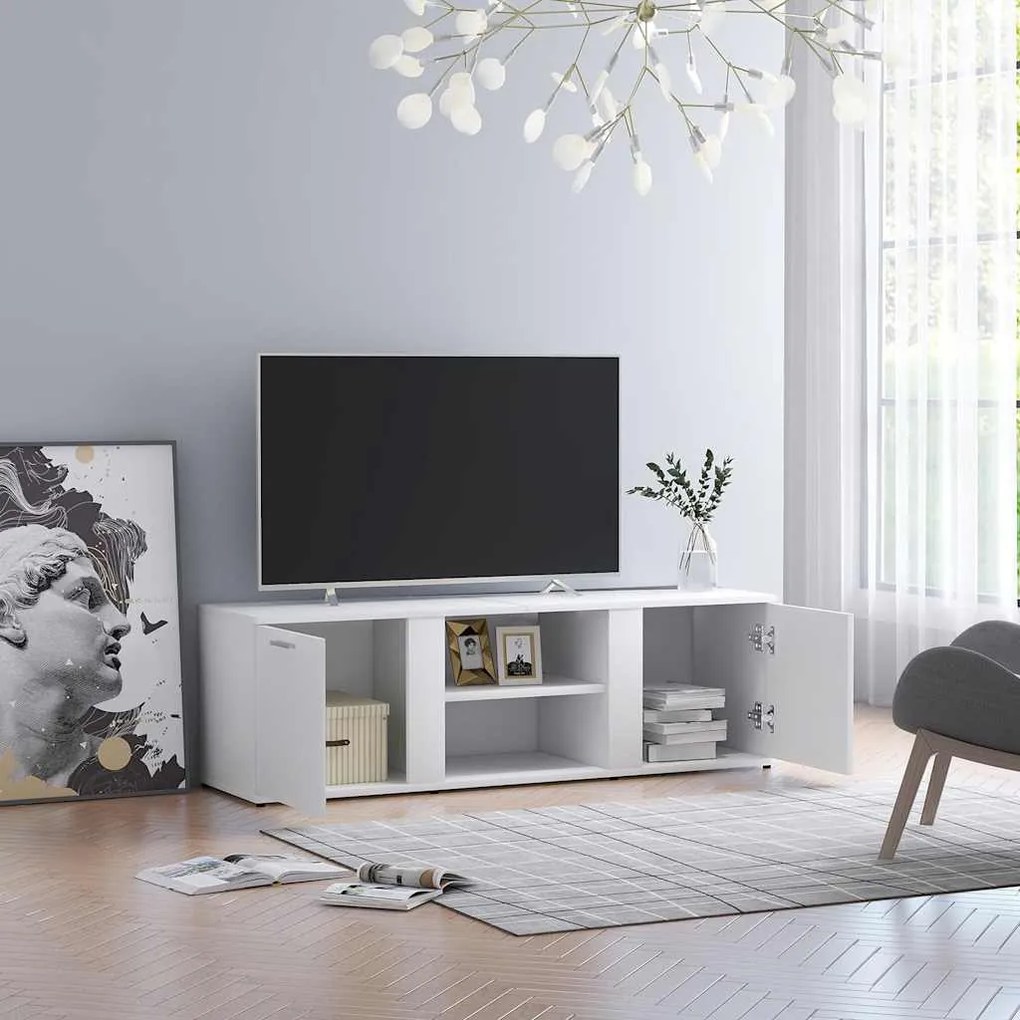 801161 vidaXL ТВ шкаф, бял, 120x34x37 см, инженерно дърво