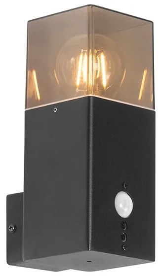 Външна стенна лампа черна IP44 с датчик за движение - Denmark