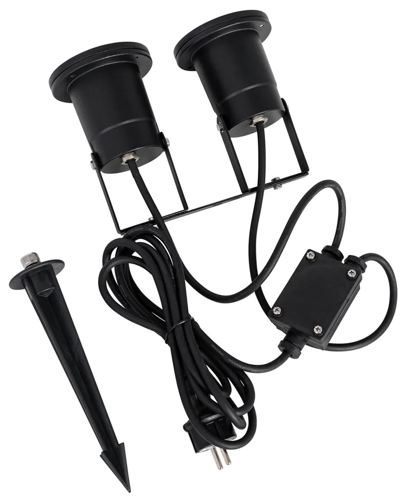 Модерен градински прожектор черен вкл. кабел и щепсел 150 см 2 светлини IP65 - Basic