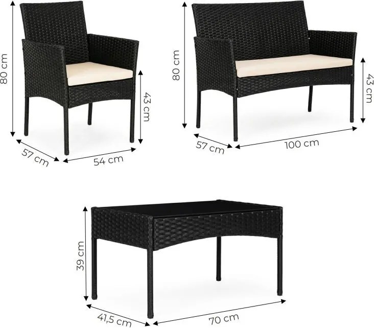 Ратанов градински комплект за сядане с масичка